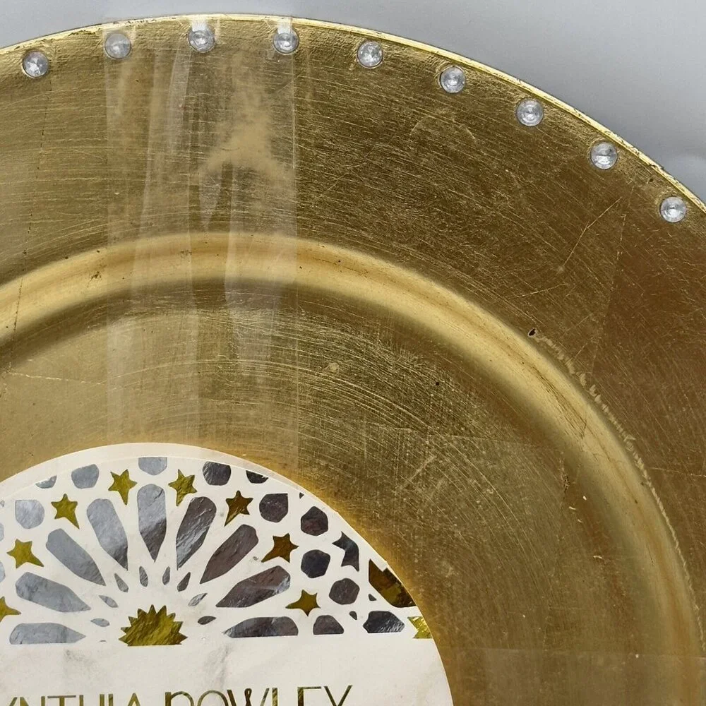 Cynthia‎ Rowley Metallic Gold Rhinestone Placemat Charger Plates 4 13